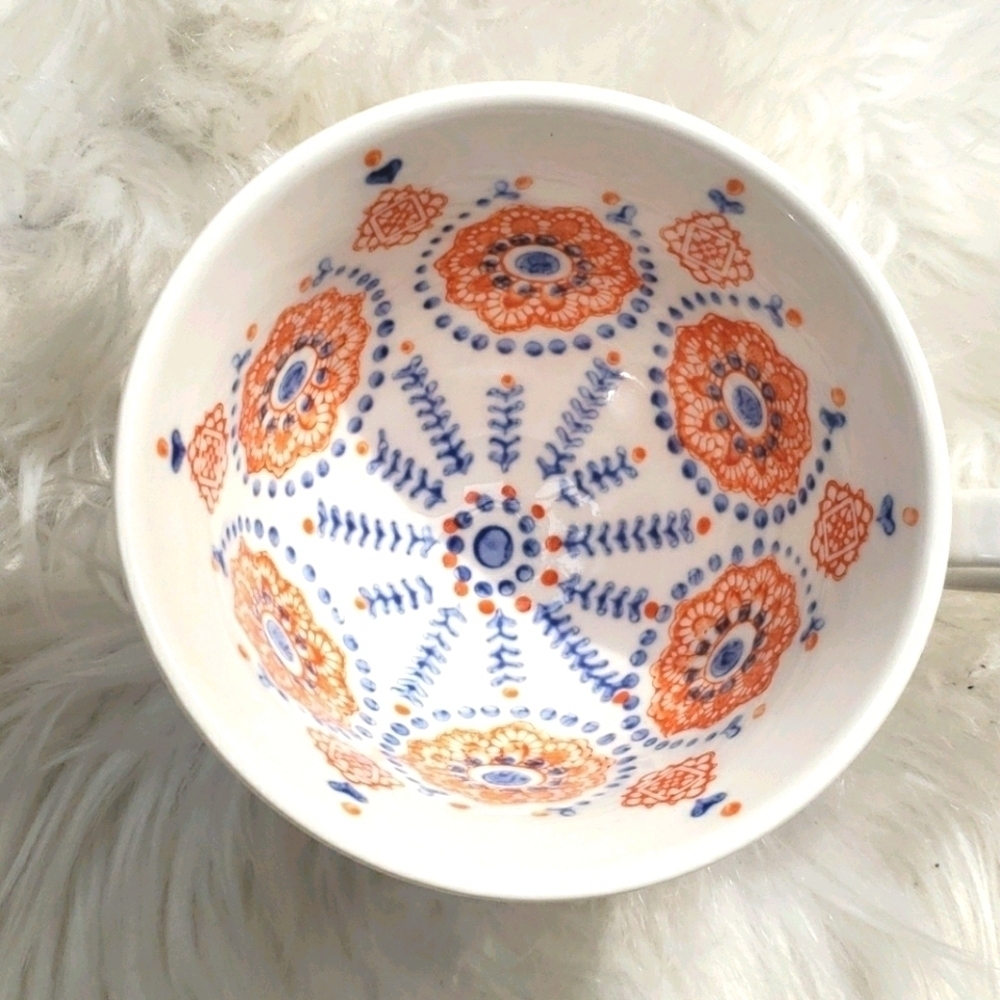 Anthropologie PINCHED MOSAIC MUG Orange Blue Cup